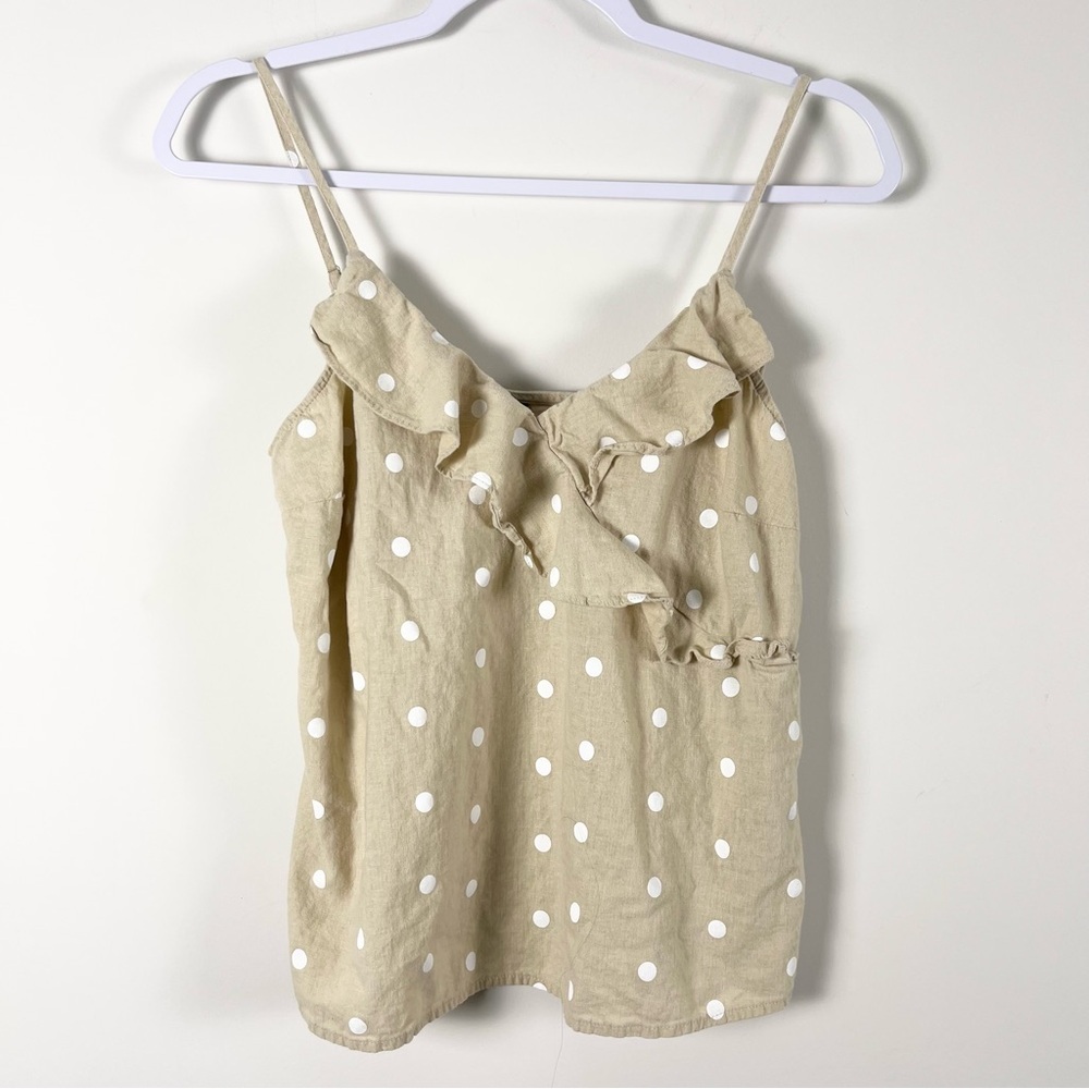Old Navy Womens Polka Dot Ruffle Strap Top Size Small Cami Linen Blend Wrap